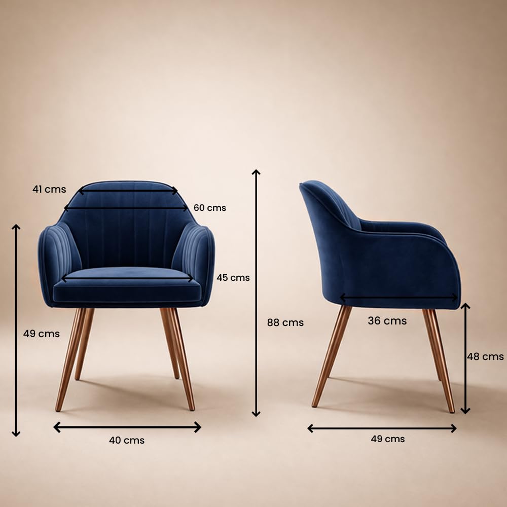 Vergo Plush Velvet Dining Chair, Cushion Seat, Wooden Frame, Metal